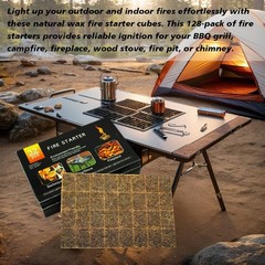 128 Pack,Natural Fire Starter Cubes for BBQ,Campfire,Fireplace,Indoor Outdoor…