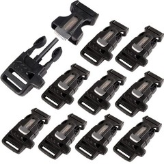 10Pack 3/4″ (19mm) Fire Starter Survival Whistle Buckle Flint Scraper for Par…