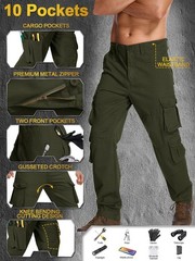 Men’s BDU Casual Military Pants, Tactical Wild Army 34, Cotton Green