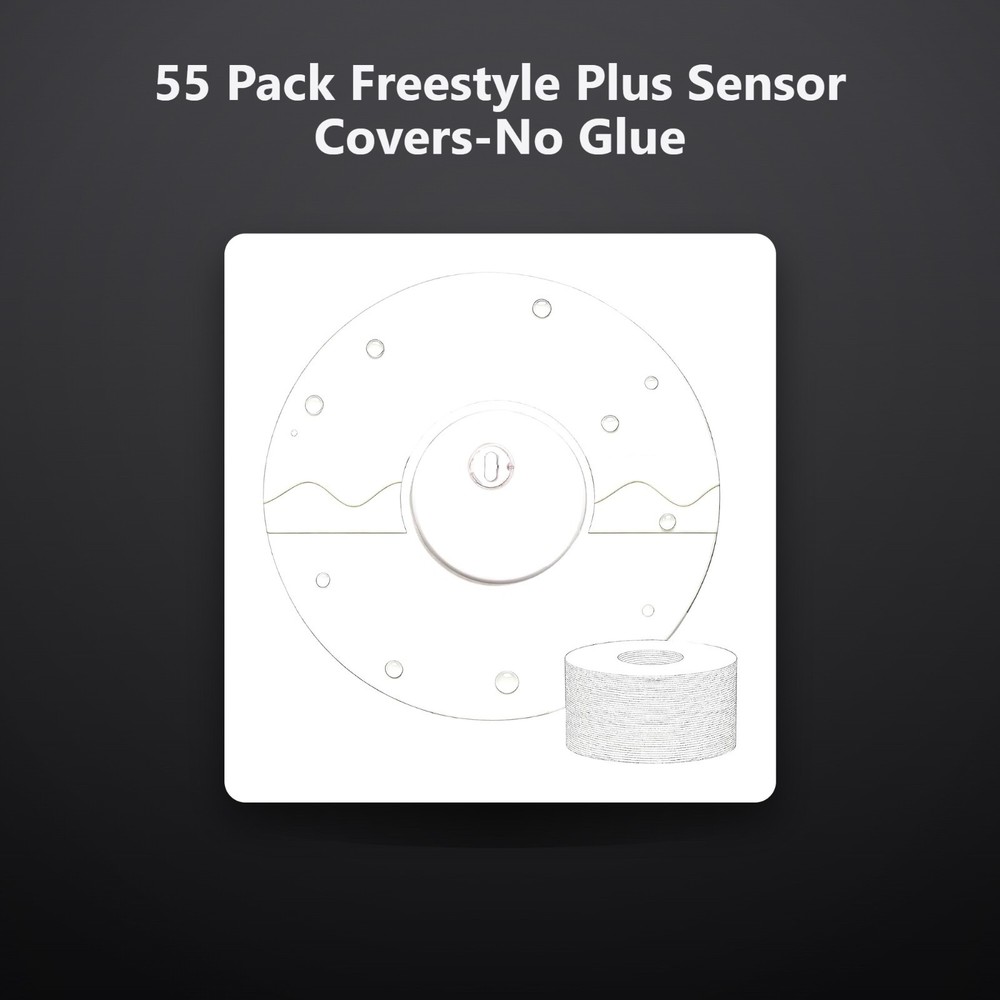 55 Pack Freestyle Plus Sensor Covers-No Glue in The Center | Waterproof and S…