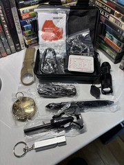 Waterproof Black Survival Kit w/ 140x210cm Blanket, Flashlight etc