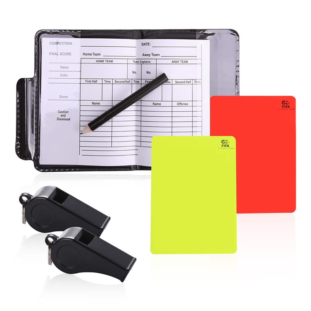PFLYPF Football Referee Card Set, with 2 Black Whistles, Durable Red…