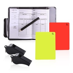 PFLYPF Football Referee Card Set, with 2 Black Whistles, Durable Red…