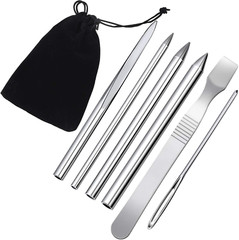 6 Pcs Paracord FID Lacing Needles Stainless Steel with Smoothing Tool For Laces