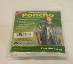 Coghlan’s Unisex Adult’s Emergency Hooded Plastic Poncho EG7 Clear One Size NWT