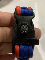 Paracord Survival Bracelet with Compass & Whistle Red blue Adventure Bracelet 7”