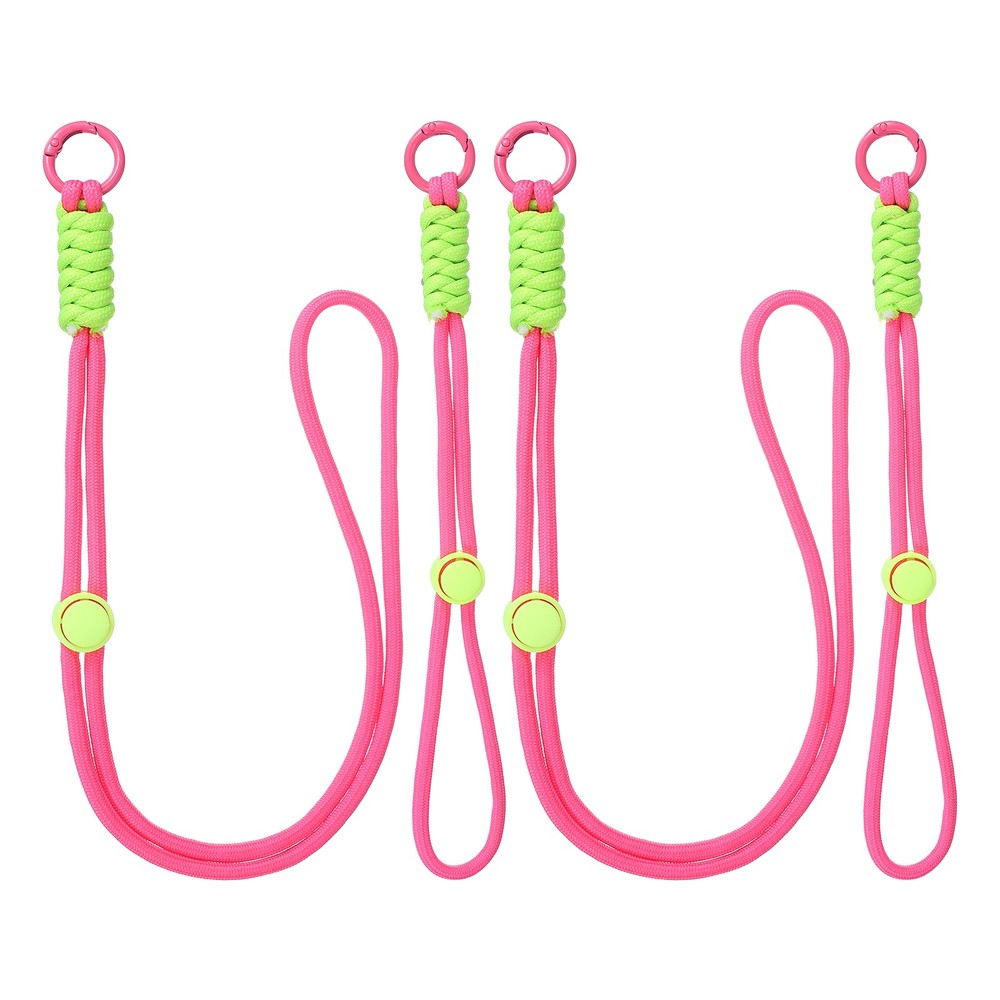 2Set Heavy Duty Paracord Keychain Lanyard for Keys , Rose Red/Green