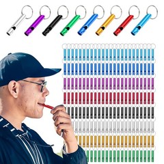200 Pcs Waterproof Aluminum Alloy Signal Whistles Bulk with Keychain, Precisi…