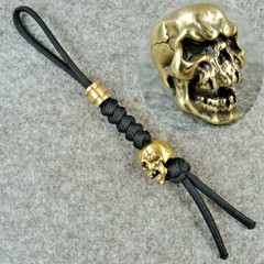 Handmade 550 Paracord Knife Lanyard With Brass Skull Bead / Knife Lanyard Bead