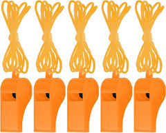 5 Pcs Referees Loud Plastic Emergency Whistle with Lanyard for Outdoor Activitie