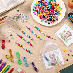 24 Sets Back to School Keychain Making Kit DIY Key Chain Crafts Include Letter B