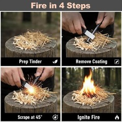 Ferro Rod Fire Starter Portable Pocket Waterproof Survival Tool 4 in