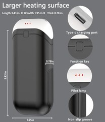 Hand Warmers Rechargeable [Double-Sided Heating] [Equipped 5000mAh X2 Black