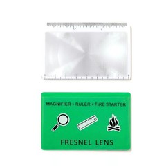 Wallet Size Fresnel Lens Firestarter Size 4X Magnification Protective Sleeve