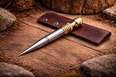 Vintage Spike Dagger Letter Opener Brass Handle Steel Blade Antique Finish Desk