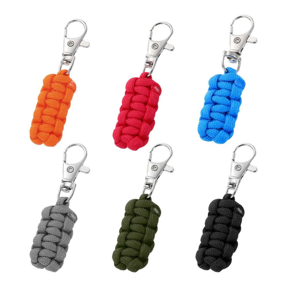 Paracord Zipper Pull, 80 mm Length for Backpacks – Cylinder (6 Pack, 6 Color)