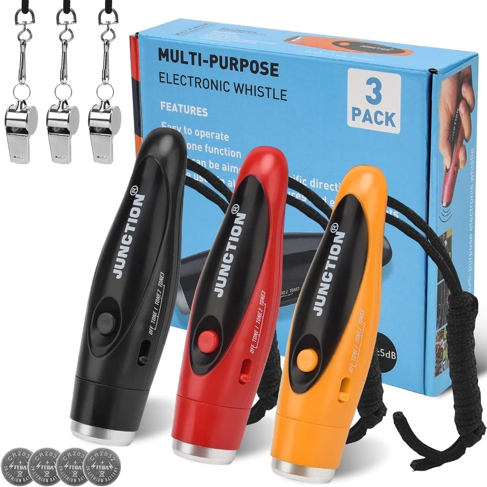 [3 Pack Box] Electronic Whistle, 3 Tone Handheld Electric Whistle with Lanyar…