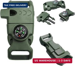 CooBigo 5/8″ Compass Whistle Buckle Plastic Paracord Bracelet Outdoor Camping Em