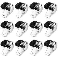 Whistle, Outdoor Sports Stainless Steel Whistles with Lanyards, Portable 12 Pcs