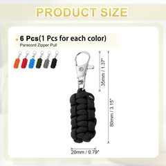 Paracord Zipper Pull Polyester Zipper Pulls Woven Rope with Metal Clasp, 80 Mm