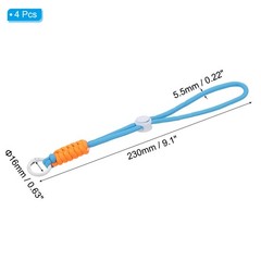 4Pcs Paracord Lanyard Keychain with Spring Ring, Light Blue