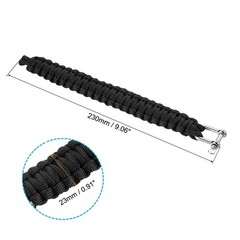 Survival Paracord Bracelet, 2 Pack Bracelet with U-shaped Buckle, Black