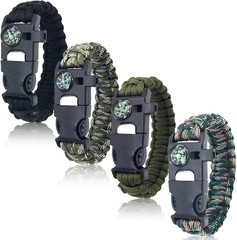 Survival Bracelets 4-Pack |SURVIVAL KIT 5-in-1 Paracord Bracelet Set with Fire S