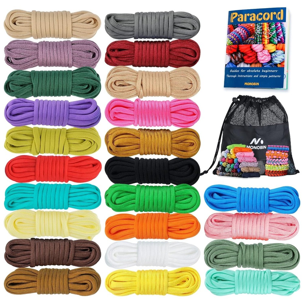 Paracord 550 Combo kit, 24 Colors 10ft Paracord Rope with Instruction, Multifunc