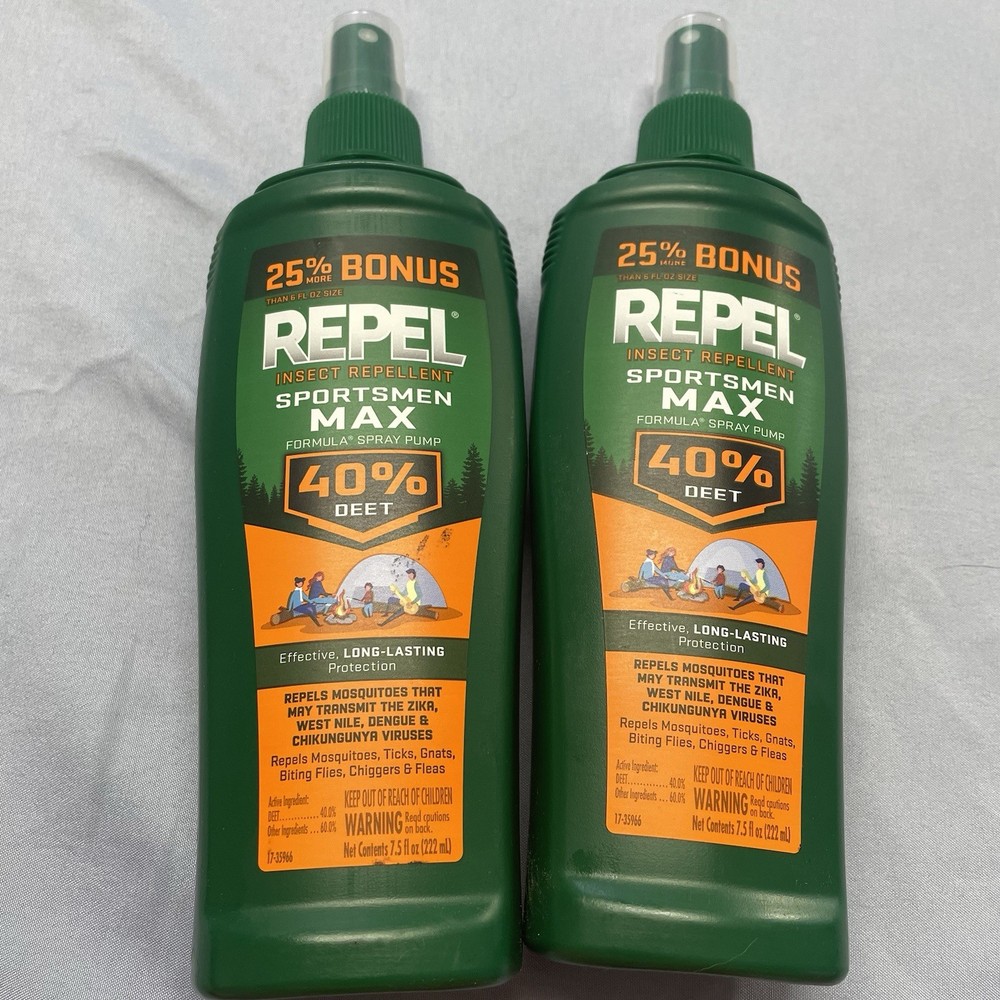 (2) Repel-Insect Repellent-Sportsmen Max Formula 40ET 7.5 fl oz Pump Spray