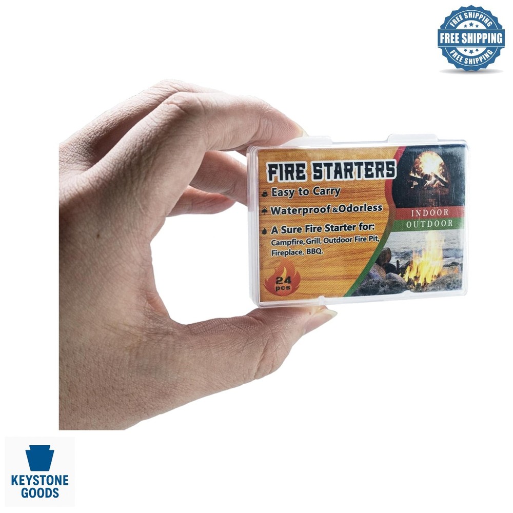 24-Pack Waterproof Odorless Fire Starters for Indoor & Outdoor Use