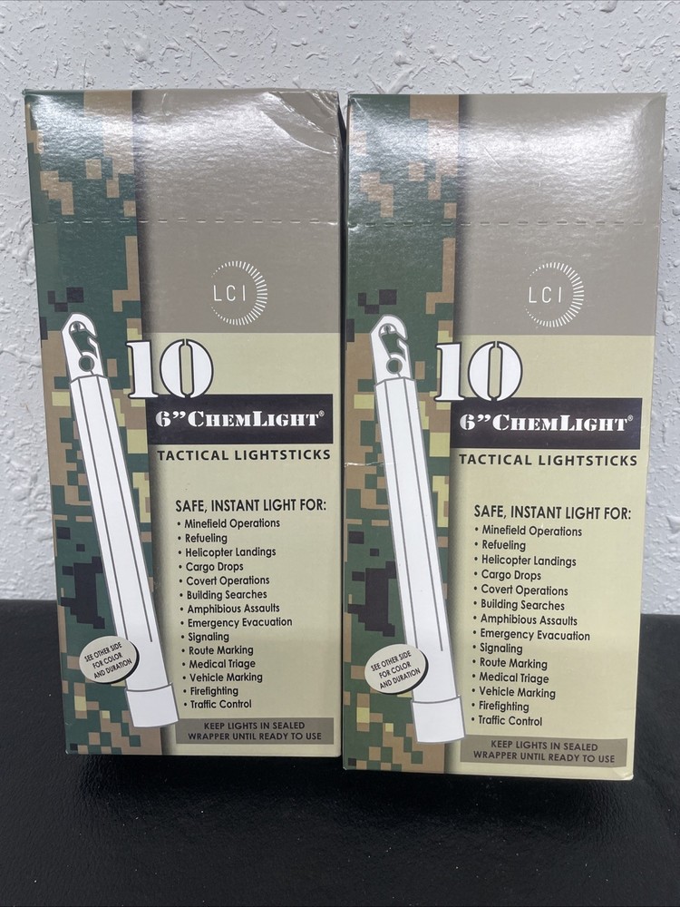 Lot OF 20 Cyalume White Military 6″ High Intensity Light Sticks Prepper EXP 2027