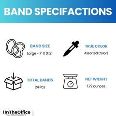 1InTheOffice Large Big Rubber Bands, 24/Pack 24 Assorted