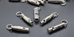 5 Silver Mini Whistles 1.5″ w Key Ring Camping Purse Security Whistle Pet Train