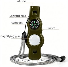 Emergency Survival Safety Whistle, Whistle for Kids with Lanyard, Compass,Thermo