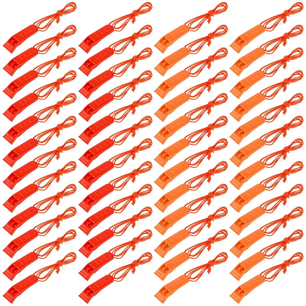 48 PCS Emergency Whistle, 120db Plastic Whistle with Clip Bulk with Lanyard