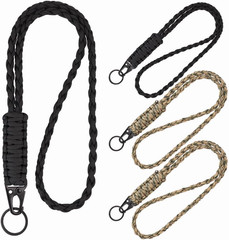 4 Pcs Heavy Duty Braided Paracord Lanyard Keychains Whistles Strap Rope Lanyard