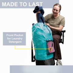 Turquoise Laundry Backpack with Mesh Pocket, Adjustable Large,
