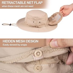 Mosquito Head Net Hat Bug Cap UPF 50 Sun Protection W/ Hidden Netting Beekeeping
