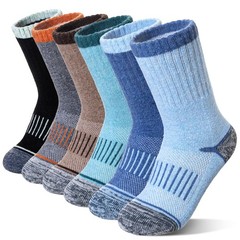 Eocom Kids Merino Wool Hiking Socks Toddlers 4-7 Years, Black/Grey/Blue/Brown