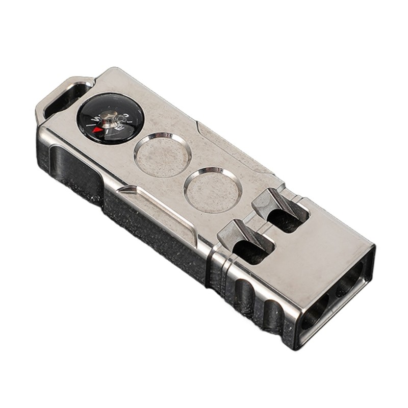 Double Tube Survival Equipment Titanium Alloys Compasses Whistle for Lifesaving