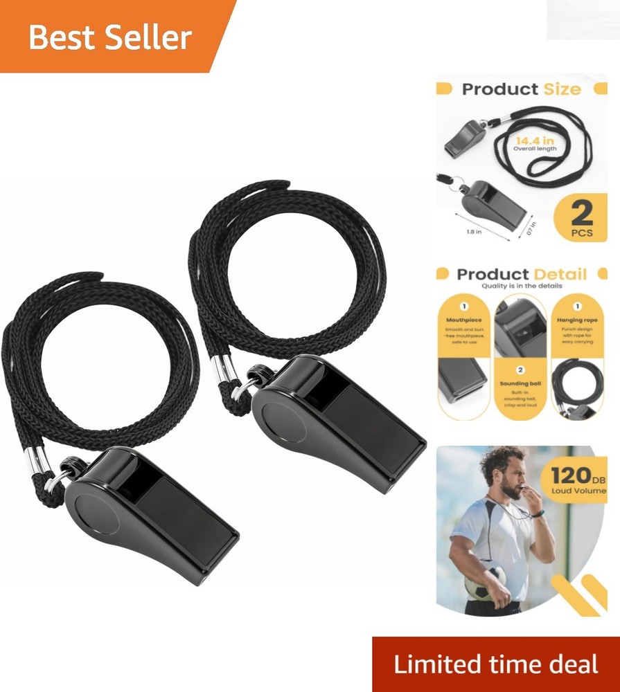 Portable 2-Pack Whistles with Soft Lanyard – Ideal for Outdoor Enthusiasts