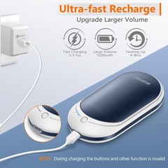 BESKAR Rechargeable Hand Warmer, 5200mAh Small hand warmer, Navy Blue