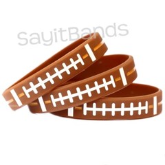 Set of FOOTBALL Thread Silicone Wristbands – Wholesale Wrist Band Bracelet Lot