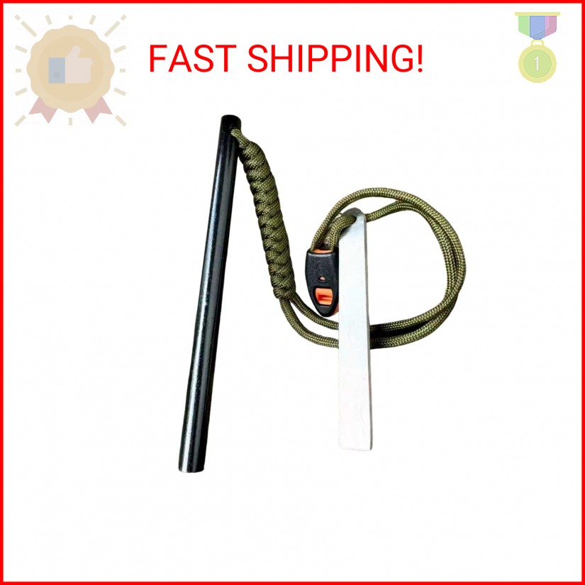 6 Inch Survival Fire Starter, Classic Ferro Rod Fire Starter 3/8 Inch x 6 Inch w