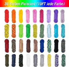 Paracord, 550 Paracord Combo Kit with Instruction Book – 36 Colors Multifunct…