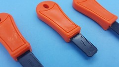 3 pcs High-Carbon Steel Scrapers / Strikers. ( NO FERRO ROD INCLUDED) orange