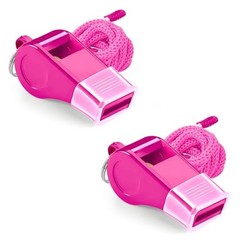 Whistle for Coaches – Pink Plastic Whistles, with Lanyard and Mouthpiece –