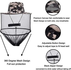 2 Pack Mosquito Head Net Hats with UPF 30 Sun Protection for Outdoor Lovers