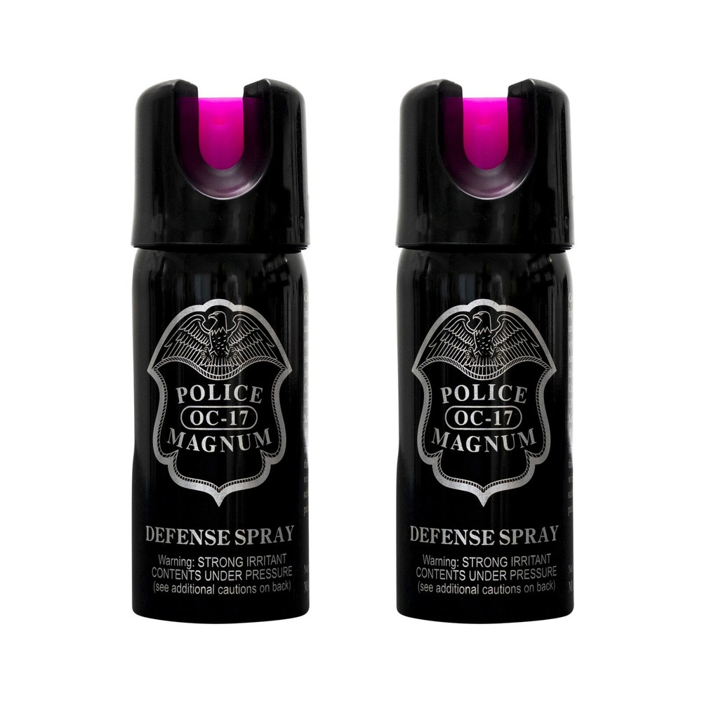 POLICE MAGNUM Hot Pink 2 Pack 2oz OC-17 Pepper Spray Self Defense Protection