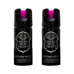 POLICE MAGNUM Hot Pink 2 Pack 2oz OC-17 Pepper Spray Self Defense Protection